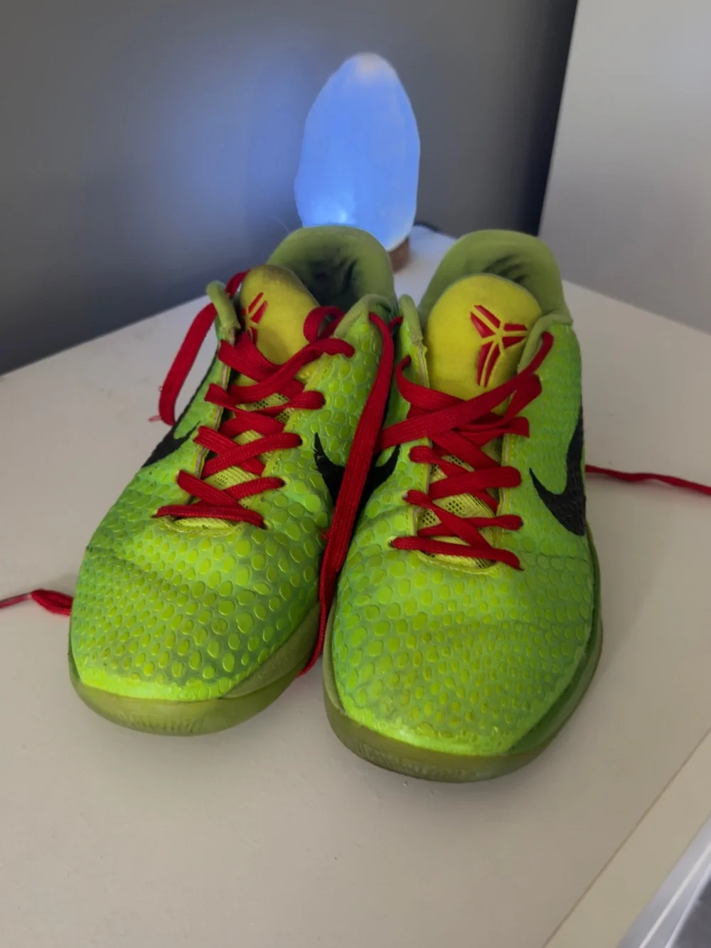 Nike Kids Neon Green Basketball Sneakers with Red Laces